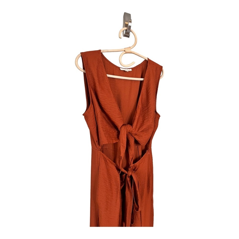 Le Lis Boutique Burnt Orange Cutout Tie Knot Wide Leg Jumpsuit Size Large - Picture 3 of 14
